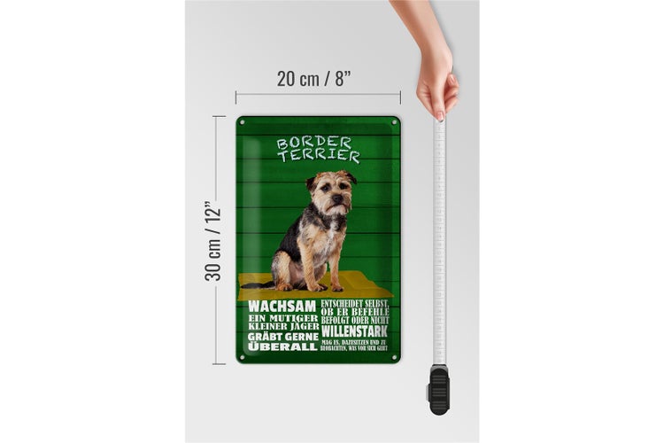 Blechschild Spruch 20x30cm Border Terrier Hund wachsam