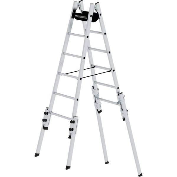 Günzburger Steigtechnik Aluminium Stehleiter 2x6 Sprossen treppengängig - 033512