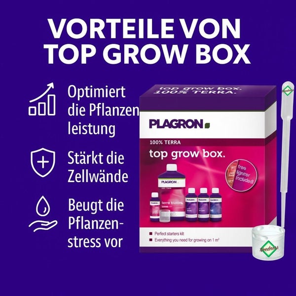 Plagron Top Grow Box mit Vorteilen zur Optimierung der Pflanzenleistung, Stärkung der Zellwände und Vorbeugung von Pflanzenstress