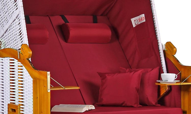 Strandkorb Baltic PE weiß Dessin Uni Rot