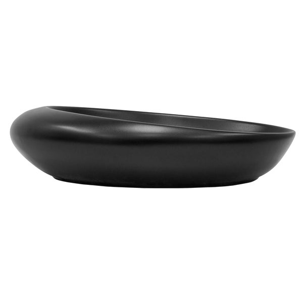 ML-Design Waschbecken Keramik Schwarz matt 58,5x37,5x14,5 cm mit Ablaufgarnitur, Kieselstein Form, Ovale Aufsatzwaschbecken, Moderne Waschtisch, Waschschale Waschplatz Handwaschbecken, für Badezimmer