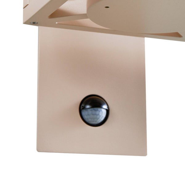 Lucande Wandleuchte außen Ferda mit Bewegungsmelder (spritzwassergeschützt (Modern) in Creme aus Aluminium (1 flammig, E27) - Wandlampe für Außenwand/Hauswand Haus Terrasse und Balkon