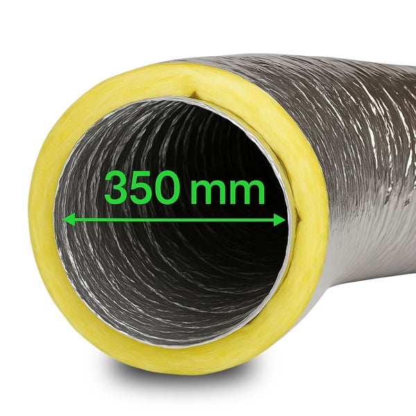 Isoflexrohr 350mm – 1 Meter isolierter Abluftschlauch für Klimageräte, Growboxen & mehr – 4-Schicht Isolierung, Hohe Schalldämpfung, Feuergeschützt & Extra Stabil