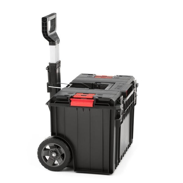 PROREGAL QBRICK Werkzeugtrolley One 50 Liter Mit Deck & Teleskopgriffe Mit Klemmverschlüsse Mit 2 Gummiräder Metall Schwarz