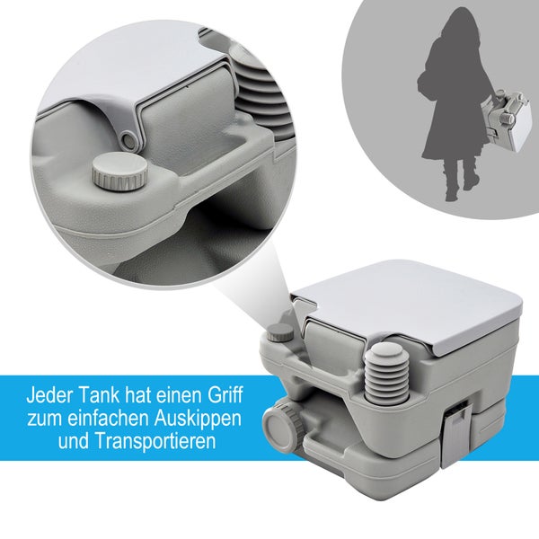 HOMCOM Campingtoilette Faltbare Reisetoilette max. Tragkraft bis 200 kg 10L Falttoilette Trockentrenntoilette für Camping, Wandern, Reisen, Angeln Grau