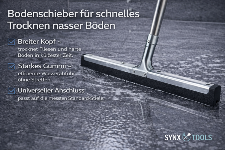 Bodenschieber mit breitem Kopf und Gummi für die Trocknung nasser Böden