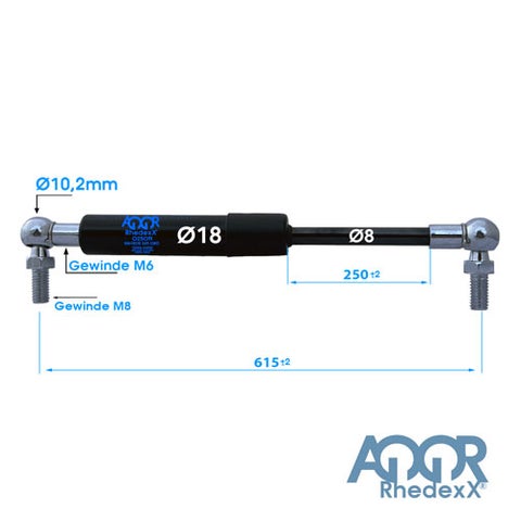 Gasdruckfeder 250N, Länge 660 mm Gasdruckfeder 250N, Länge 660 mm