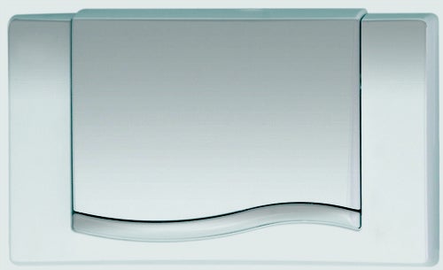 Toiletten-Betätigungsplatte in Chrom-Optik mit Wellendesign, rechteckig.