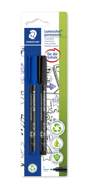 Staedtler Lumocolor permanent Universalstifte im Doppelpack auf Blisterkarte inklusive Dry Safe Technologie und nachfüllbarer Tinte