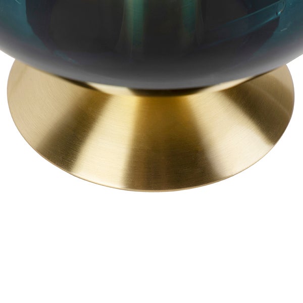Art Deco Tischlampe Messing mit blauem Glas - Pallon