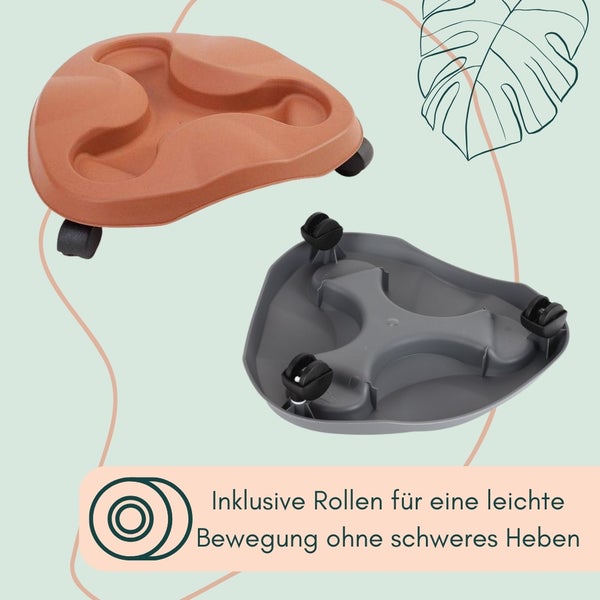 Pflanzturm Erdbeerturm Pflanzkübel auf Rollen Vertikaler Garten Kräuterspirale Säulentopf SET 3 Ebenen Kräutergarten Roller Blumentopf stapelbar grau