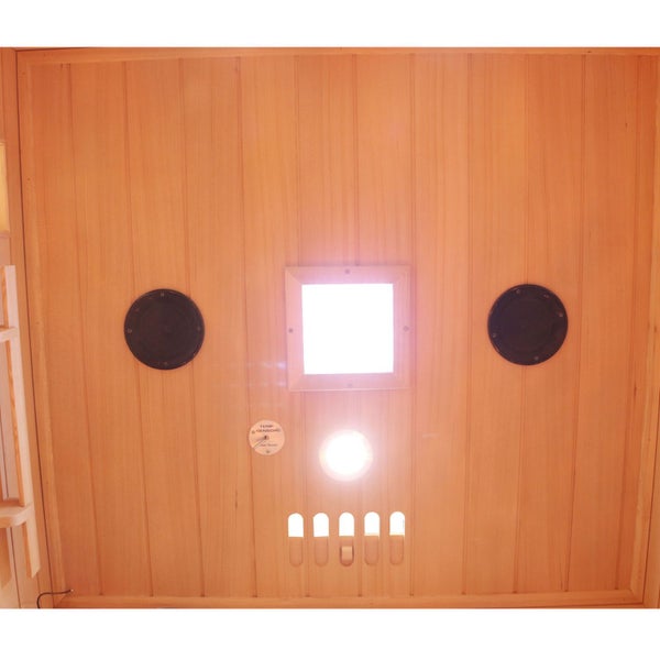 Dewello® Infrarotkabine Infrarotsauna HYDER 115cm x 105cm inkl. 6 Vollspektrumstrahler, Radio, Farblicht, 2 Personen,LED