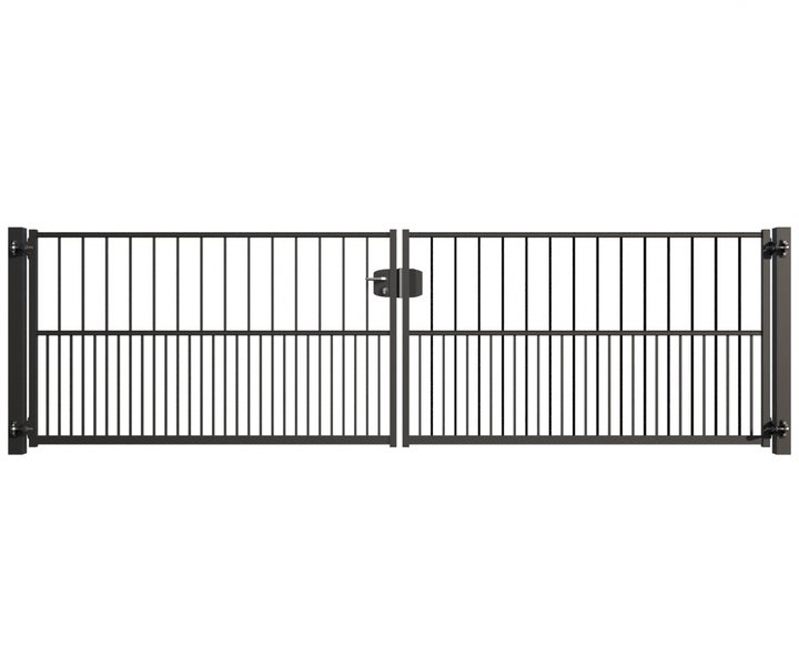 Doppeltor aus Metall mit Schloss für den Gartenzaun