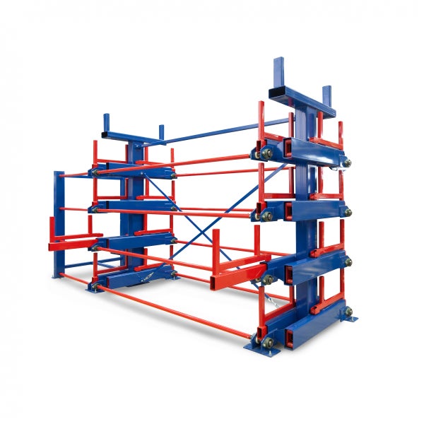Kragarmregal aus Metall für die Lagerung von langen Materialien