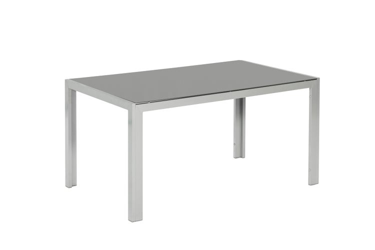Amalfi di Lusso Set 5tlg., 4 Stapelsessel, moderner Tisch 150 x 90 cm, silber/anthrazit