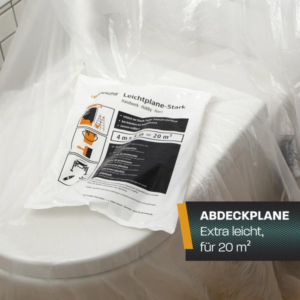 Leichte Abdeckplane, 4 Meter mal 5 Meter, zum Schutz vor Staub, Farbe, Schmutz und Nässe