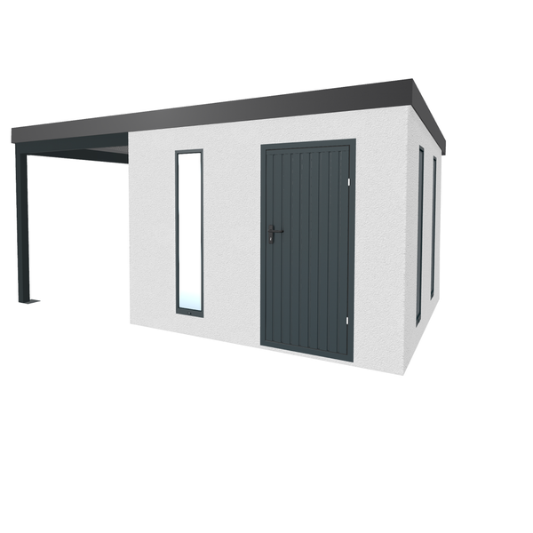 Gartenhaus mit Vordach, Tür und Fenstern