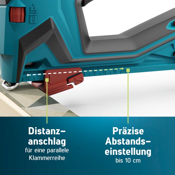 Novus Tools Akkutacker J-550 metaBOX Set, Premium-Tacker geeignet für Gewebe, Stoffe & Zierleisten 031-0364