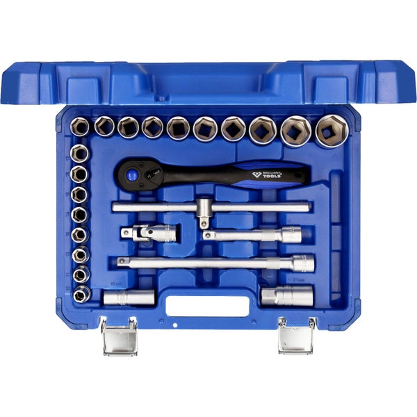 Brilliant Tools Steckschlüsselsatz 1/2 Zoll, 25-teilig im Werkzeugkoffer