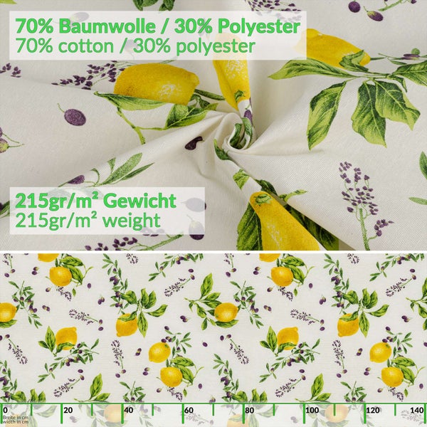 MRT68774L Textil Tischdecke beschichtet Lemon Rolle 20m Breite 140cm in Rollen