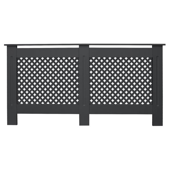 ECD Germany Heizkörperverkleidung mit Wabenmuster 152x19x82cm Anthrazit aus MDF lackiert Schlafzimmer Wohnzimmer Heizungsverkleidung Heizkörperabdeckung Heizungsabdeckung Heizung Heizkörper Abdeckung