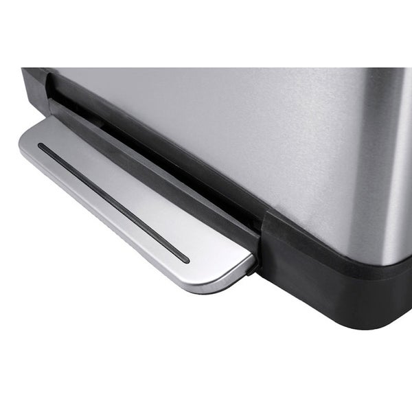PROREGAL Stilvoller Rechteckiger Treteimer Mit Extra Breitem Pedal 30 Liter HxBxT 62,5 x 63 x 32 cm Edelstahl & Silber