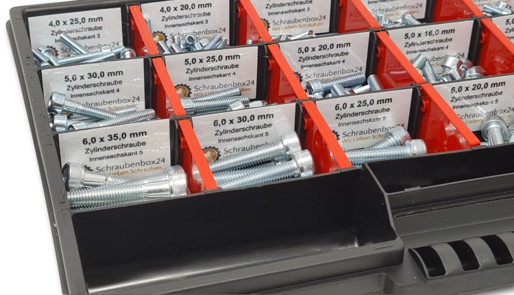 Zylinderkopfschrauben Sortiment M4-M5-M6 // 8mm-40mm 375 tlg. Schraubenbox DIN 912/ISO4762 Bolzen Vollgewindeschrauben Maschinenschrauben Gewindeschrauben Zylinderkopfschrauben