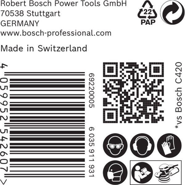 Bosch 50x Expert C470 Schleifpapier mit 6 Löchern für Exzenterschleifer 150 mm G 180 - 2608900922