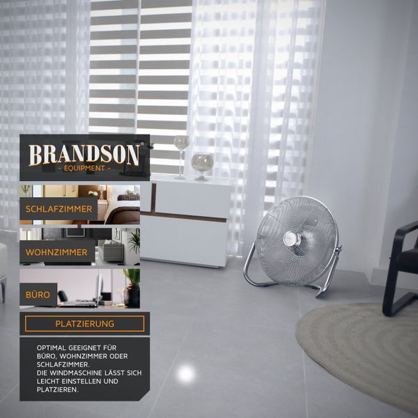 Brandson Bodenventilator 30 cm, Windmaschine Retro Stil, Ventilator, 3 Geschwindigkeitsstufen, Standventilator, hoher Luftdurchsatz