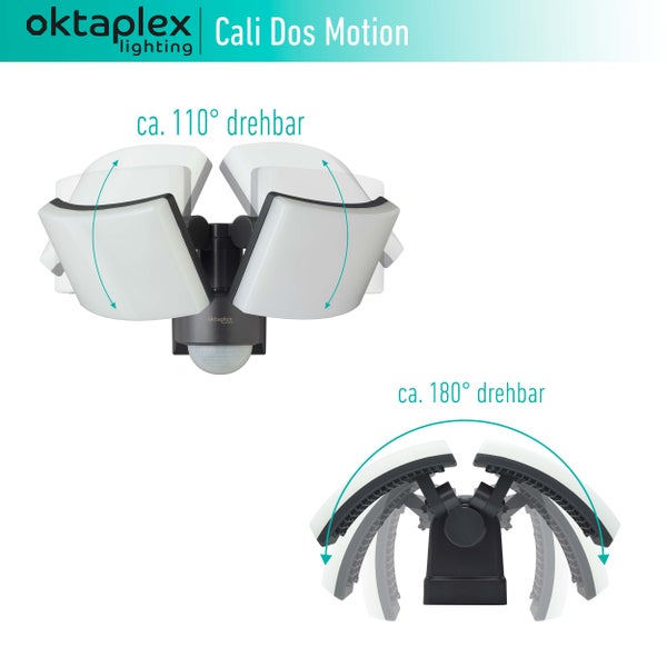 Oktaplex LED Außenstrahler mit Bewegungsmelder 3000K Warmweiß IP65 anthrazit 40W