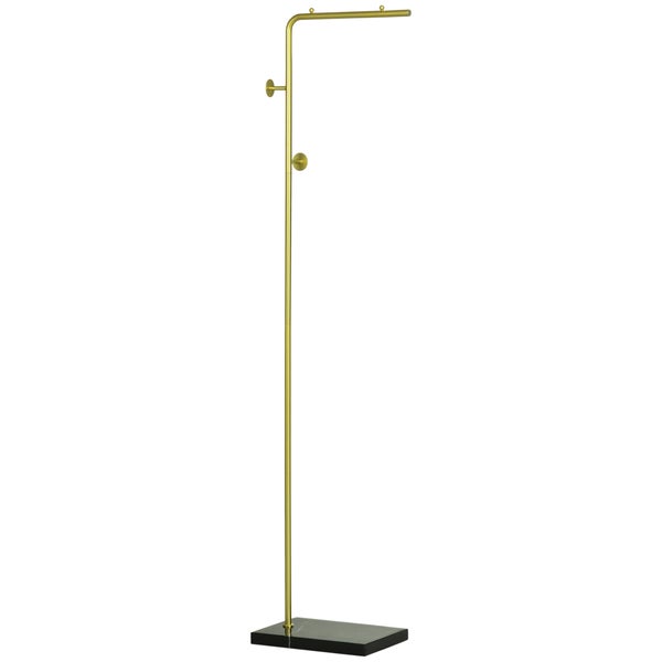 HOMCOM Garderobenständer, Kleiderständer mit Haken Marmor Basis Garderobe für Kleidung, Hüte, für Wohnzimmer, Eingang, 35 x 25 x 170 cm, Gold+Schwarz