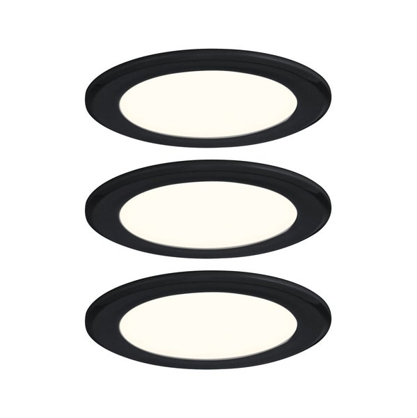 LED Möbeleinbauleuchten 3er-Set rund 65mm 3x2,5W 3x180lm 230/12V 3000K Schwarz matt