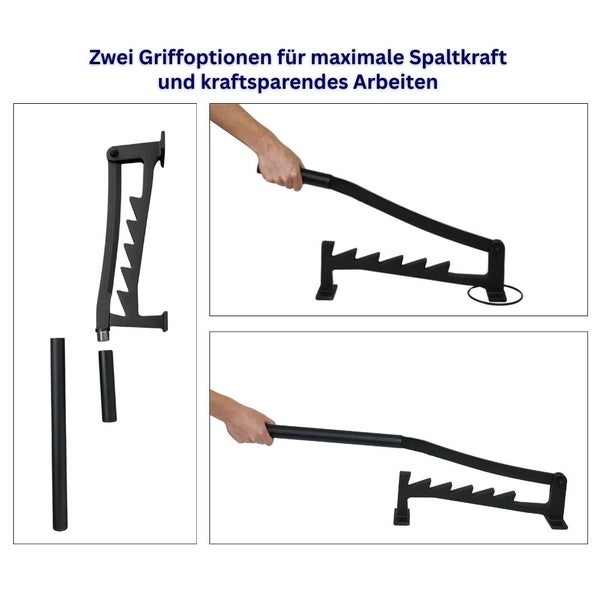 Holzspalter mit zwei Griffoptionen für maximale Spaltkraft