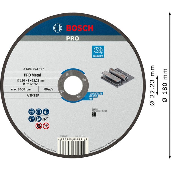 Bosch PRO Metal Trennscheibe 180 x 3 x 22,23 mm - 2608603167