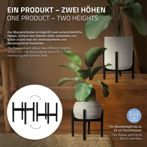 ML-Design 3er Set Blumenständer, Schwarz, aus Holz, 25x25x30 cm, für Blumentöpfe bis 29 cm, robust, Pflanzenständer Blumentopfständer Blumenhocker Blumentopfhalter Deko Blumenregal Pflanzenregal