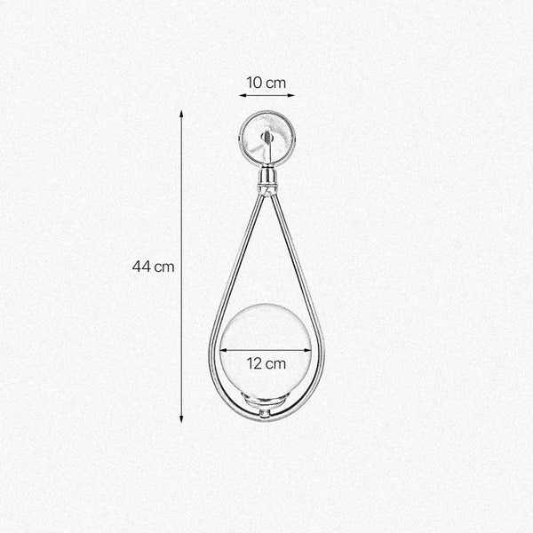 Wandleuchte mit den Maßen 44 cm Höhe, 10 cm Breite und 12 cm Durchmesser