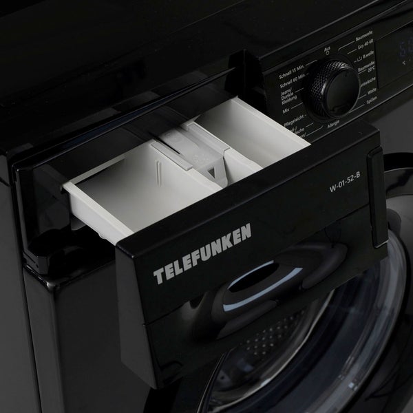 Telefunken Waschmaschine 5kg 1000 U/Min. Frontlader Schontrommel Überlaufschutz 15 Programme W-01-52-B schwarz