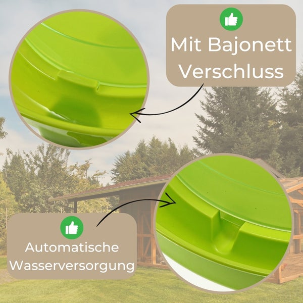 Detailaufnahme von Bajonettverschluss und automatischer Wasserversorgung