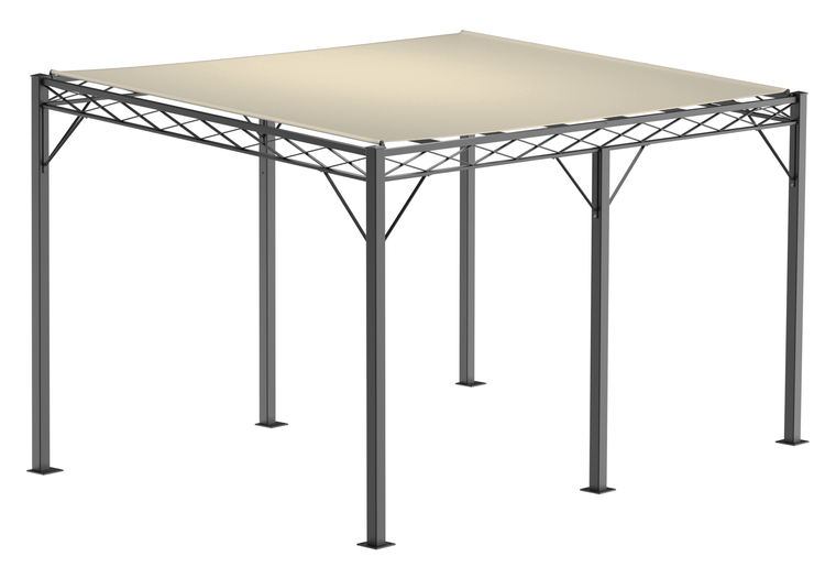 Pergola ELEO Sicilia 3 x 4 m anthrazit - pulverbeschichtet | mit Sonnensegel ecru