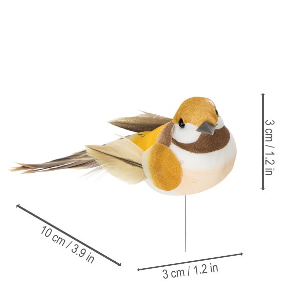 Dekorativer Vogel mit Federn, 10 cm lang