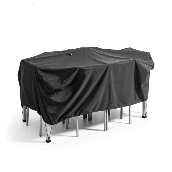 Schutzhülle für Gartenmöbel-Set aus Tisch und Stühlen, wetterfest, rechteckig.