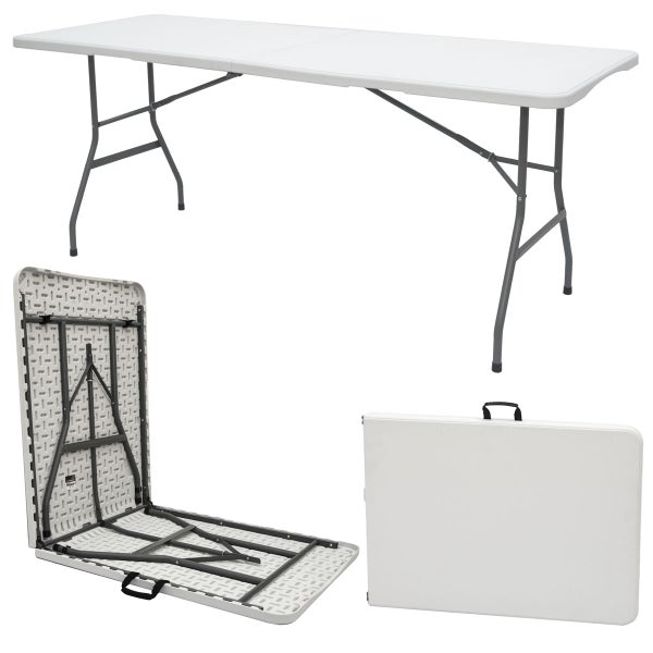 AMANKA Bierzeltgarnitur für 8 Personen - 180 x 70 cm Esstisch Set mit 2 Bänken - Kunststoff Weiß