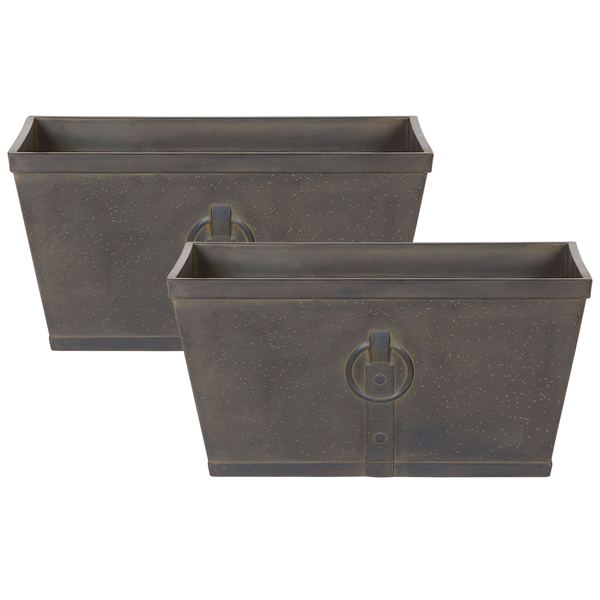 Set mit 2 Blumentöpfen PORIA Stein 60 cm Braun