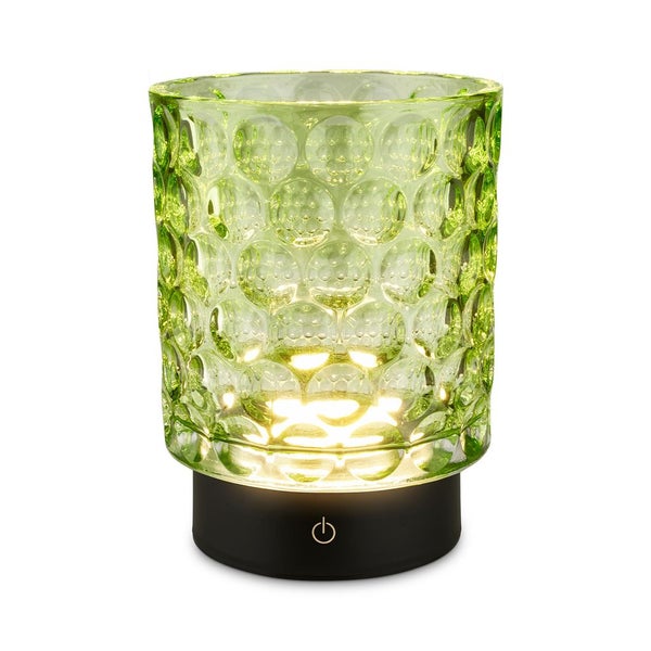 Dekorative Glasleuchte mit schwarzem Sockel und Ein-Aus-Schalter für stimmungsvolle Beleuchtung