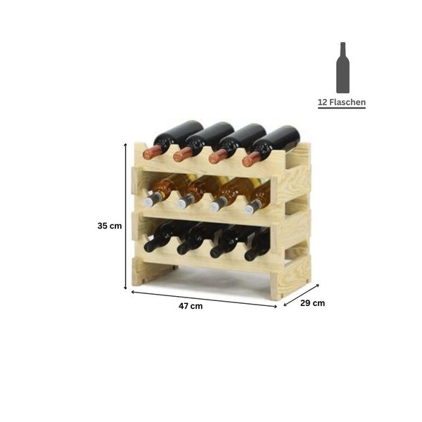 PROREGAL Weinregal Vinoteca Flex  HxBxT 35 x 47 x 29 cm 12 Flaschen Massives Kiefernholz Braun Geölt