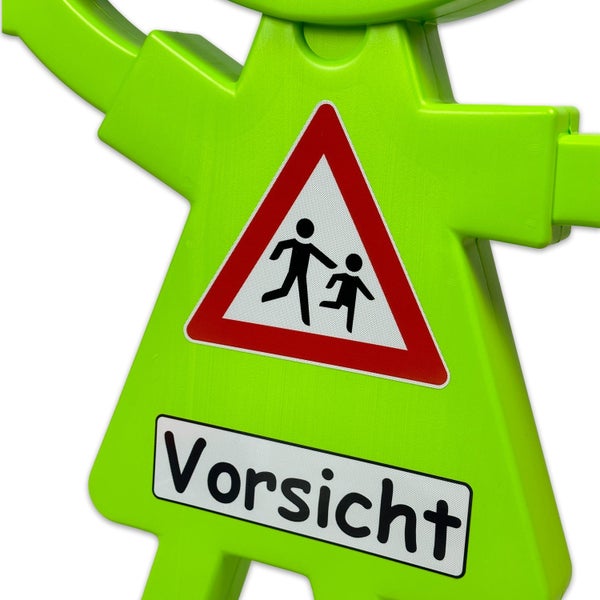 3D Warnschild Vorsicht spielende Kinder mit reflektierender Folie und Wunschtext für mehr Verkehrssicherheit / (1 Stück)
