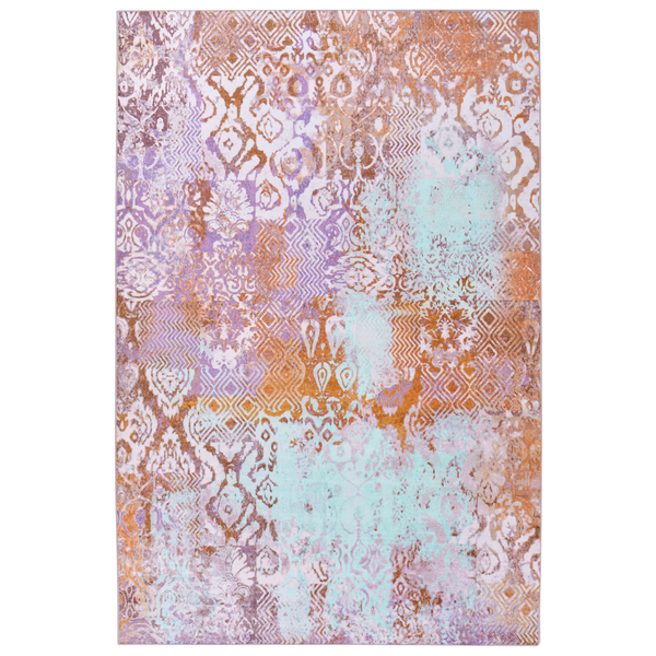 Rechteckiger Teppich im Vintage-Design mit orientalischen Mustern und Ornamenten.