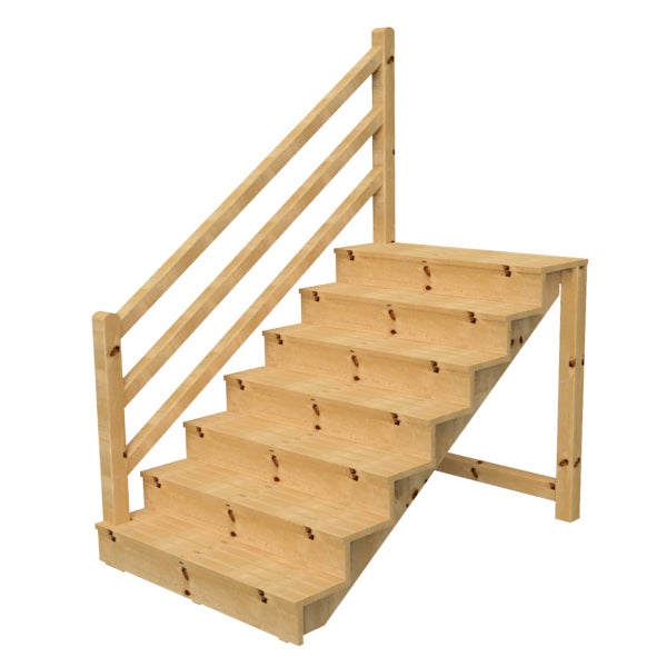 Holztreppe mit Geländer für den Außenbereich