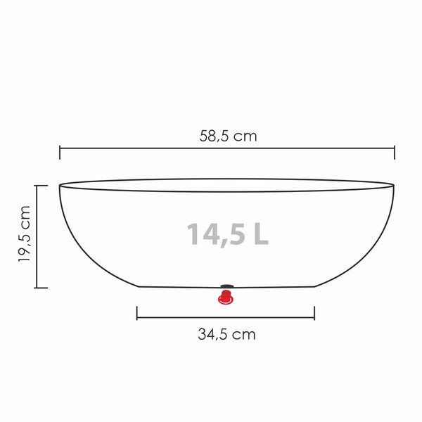 Scheurich Barceo Jardiniere 60, Pflanzschale/Blumentopf/Pflanzenschale, oval,  aus Kunststoff Farbe: Stony Grey, 58,5 cm Breite, 23,7 cm Tiefe, 19,5 cm hoch, 14,5 l Vol.