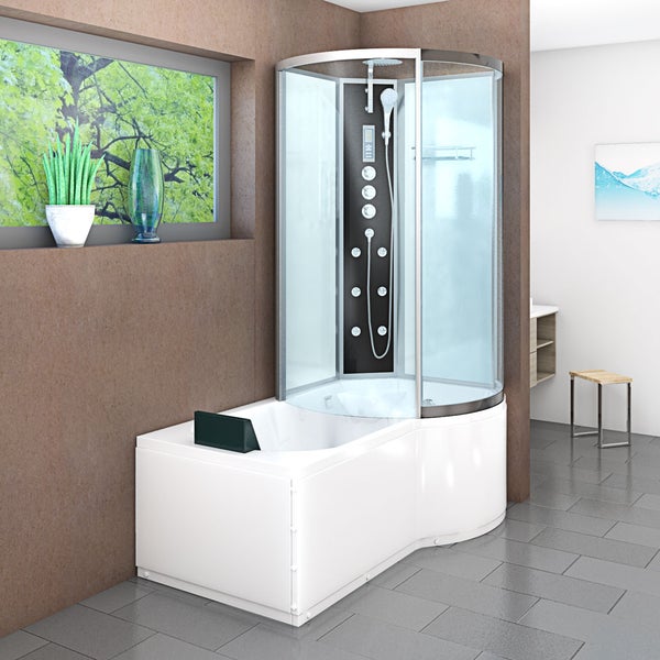 Wanne Dusche Kombination Weiß K50-L03 170x100
